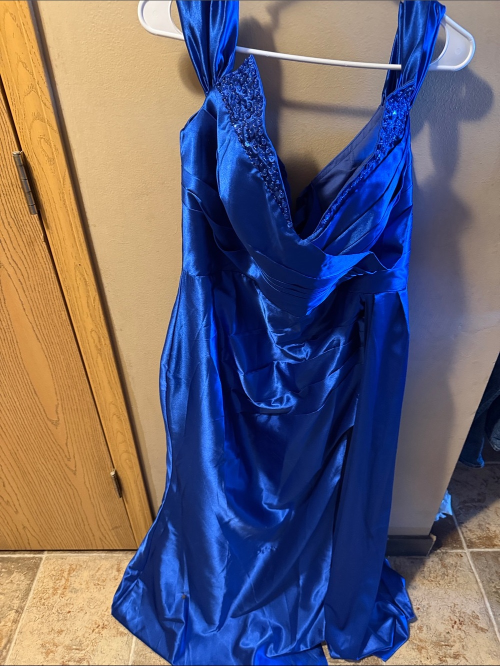 Royal Blue Sleeveless Satin Evening Dress